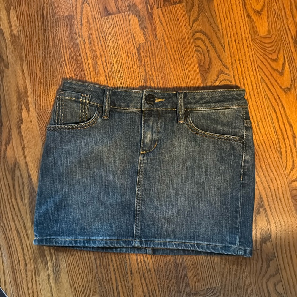 BCBG denim mini skirt, size 26
